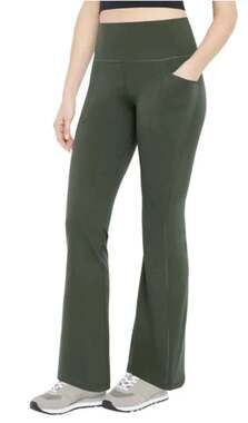 GapFit Flare Leggings Womens XL Olive Green High Rise Yoga Pants Pockets NWT